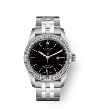 Cheap Tudor Glamour Date Review Replica Watch 31 mm steel case Diamond-set bezel m53020-0008