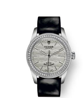 Cheap Tudor Glamour Date Review Replica Watch 31 mm steel case Diamond-set bezel m53020-0054