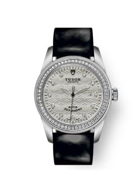 Cheap Tudor Glamour Date Review Replica Watch 31 mm steel case Diamond-set dial m53020-0055