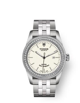 Cheap Tudor Glamour Date Review Replica Watch 31 mm steel case Diamond-set bezel m53020-0073