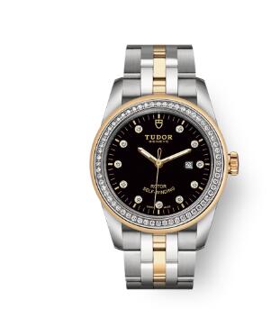 Cheap Tudor Glamour Date Review Replica Watch 31 mm steel case Diamond-set dial m53023-0017