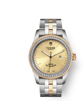 Cheap Tudor Glamour Date Review Replica Watch 31 mm steel case Diamond-set dial m53023-0020