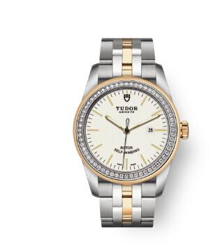 Cheap Tudor Glamour Date Review Replica Watch 31 mm steel case Diamond-set bezel m53023-0065
