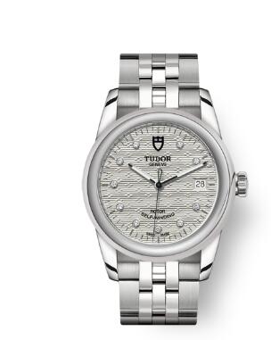 Cheap Tudor Glamour Date Review Replica Watch 36 mm steel case Diamond-set dial m55000-0004