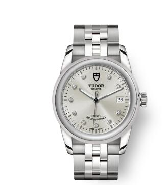 Cheap Tudor Glamour Date Review Replica Watch 36 mm steel case Diamond-set dial m55000-0006