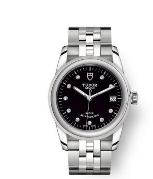 Cheap Tudor Glamour Date Review Replica Watch 36 mm steel case Diamond-set dial m55000-0008