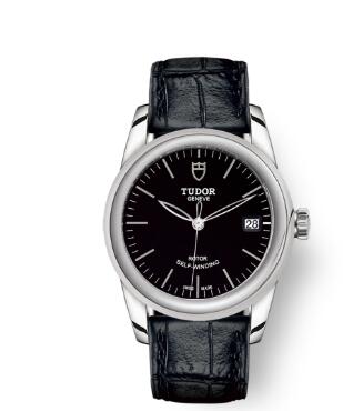 Cheap Tudor Glamour Date Review Replica Watch 36 mm steel case Black dial m55000-0068