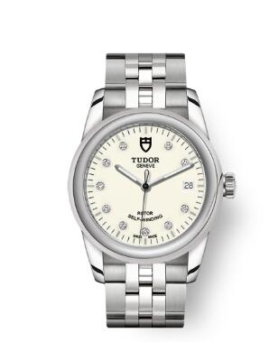 Cheap Tudor Glamour Date Review Replica Watch 36 mm steel case Diamond-set dial m55000-0104