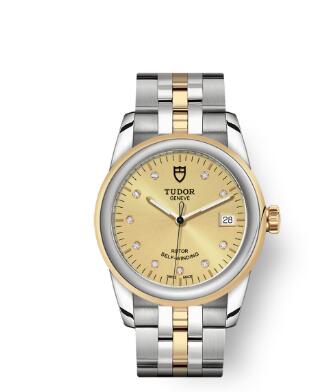 Cheap Tudor Glamour Date Review Replica Watch 36 mm steel case Diamond-set dial m55003-0006