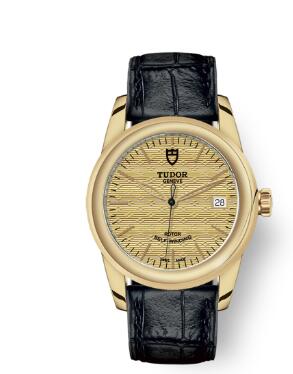 Cheap Tudor Glamour Date Review Replica Watch 36 mm yellow gold case Yellow gold bezel m55008-0009
