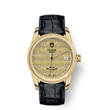 Cheap Tudor Glamour Date Review Replica Watch 36 mm yellow gold case Diamond-set dial m55008-0010