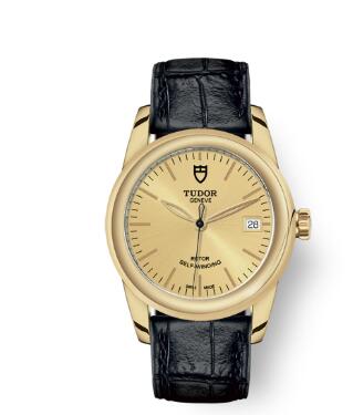 Cheap Tudor Glamour Date Review Replica Watch 36 mm yellow gold case Yellow gold bezel m55008-0011