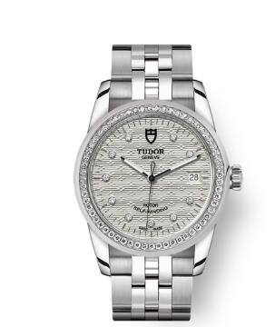 Cheap Tudor Glamour Date Review Replica Watch 36 mm steel case Diamond-set dial m55020-0001