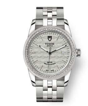 Cheap Tudor Glamour Date Review Replica Watch 36 mm steel case Diamond-set bezel m55020-0002