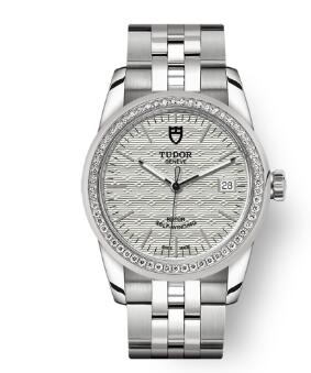 Cheap Tudor Glamour Date Review Replica Watch 36 mm steel case Diamond-set bezel m55020-0002