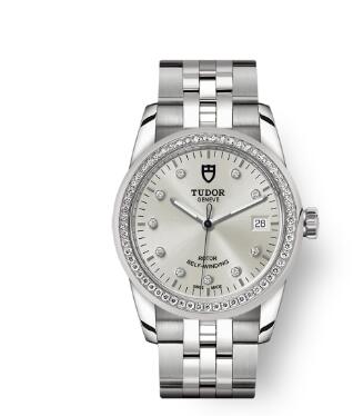 Cheap Tudor Glamour Date Review Replica Watch 36 mm steel case Diamond-set dial m55020-0003