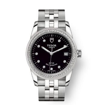 Cheap Tudor Glamour Date Review Replica Watch 36 mm steel case Diamond-set dial m55020-0007