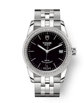 Cheap Tudor Glamour Date Review Replica Watch 36 mm steel case Diamond-set bezel m55020-0008