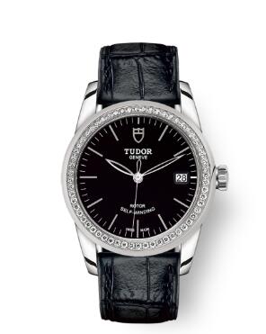 Cheap Tudor Glamour Date Review Replica Watch 36 mm steel case Diamond-set bezel m55020-0052