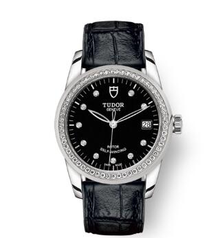 Cheap Tudor Glamour Date Review Replica Watch 36 mm steel case Diamond-set dial m55020-0053