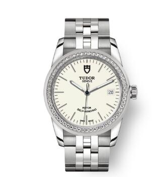 Cheap Tudor Glamour Date Review Replica Watch 36 mm steel case Diamond-set bezel m55020-0095