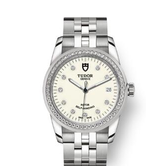 Cheap Tudor Glamour Date Review Replica Watch 36 mm steel case Diamond-set dial m55020-0096