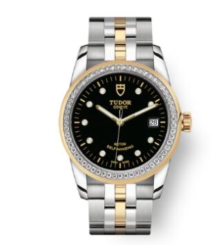 Cheap Tudor Glamour Date Review Replica Watch 36 mm steel case Diamond-set dial m55023-0022