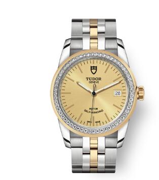 Cheap Tudor Glamour Date Review Replica Watch 36 mm steel case Diamond-set bezel m55023-0025