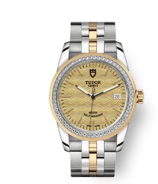 Cheap Tudor Glamour Date Review Replica Watch 36 mm steel case Diamond-set bezel m55023-0027