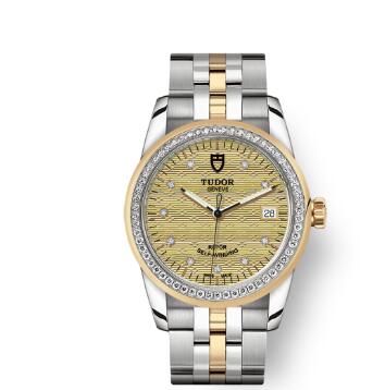 Cheap Tudor Glamour Date Review Replica Watch 36 mm steel case Diamond-set dial m55023-0028