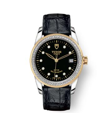 Cheap Tudor Glamour Date Review Replica Watch 36 mm steel case Diamond-set dial m55023-0046