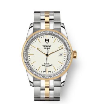 Cheap Tudor Glamour Date Review Replica Watch 36 mm steel case Diamond-set bezel m55023-0081