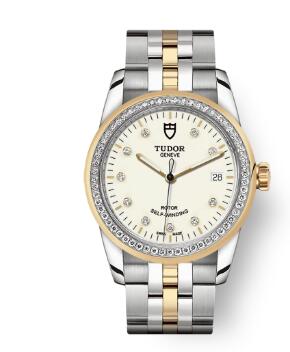 Cheap Tudor Glamour Date Review Replica Watch 36 mm steel case Diamond-set dial m55023-0082