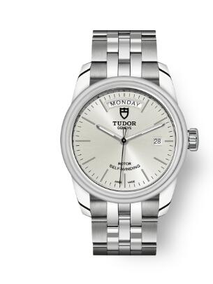 Cheap Tudor Glamour Date Day Review Replica Watch 39 mm steel case Silver dial m56000-0005