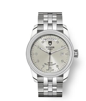 Cheap Tudor Glamour Date Day Review Replica Watch 39 mm steel case Diamond-set dial m56000-0006