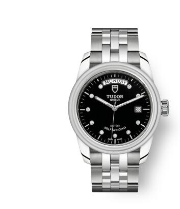 Cheap Tudor Glamour Date Day Review Replica Watch 39 mm steel case Diamond-set dial m56000-0008