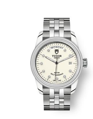 Cheap Tudor Glamour Date Day Review Replica Watch 39 mm steel case Diamond-set dial m56000-0182