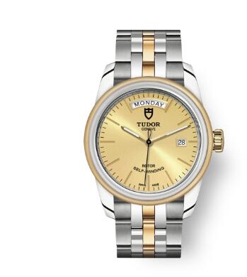 Cheap Tudor Glamour Date Day Review Replica Watch 39 mm steel case Steel and yellow gold bezel m56003-0005