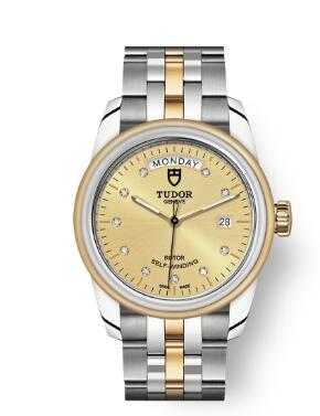 Cheap Tudor Glamour Date Day Review Replica Watch 39 mm steel case Diamond-set dial m56003-0006