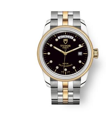 Cheap Tudor Glamour Date Day Review Replica Watch 39 mm steel case Diamond-set dial m56003-0008