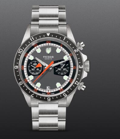 Replica Watch TUDOR HERITAGE CHRONO m70330n-0006 Grey/black dial Steel bracelet