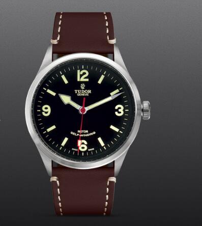 Replica Watch TUDOR HERITAGE RANGER m79910-0013 Black dial Dark brown leather strap